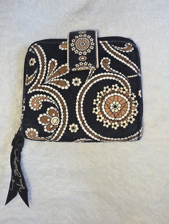 Vera Bradley Handbags - Vera Bradley Paisley Quilted Zip ID/Card Holder Wallet in Black, Brown & Cream